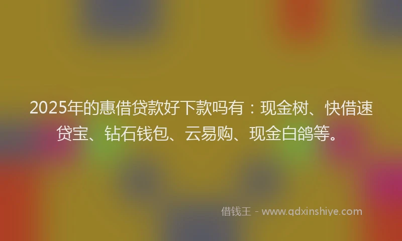 2025年的惠借贷款好下款吗有：现金树、快借速贷宝、钻石钱包、云易购、现金白鸽等。