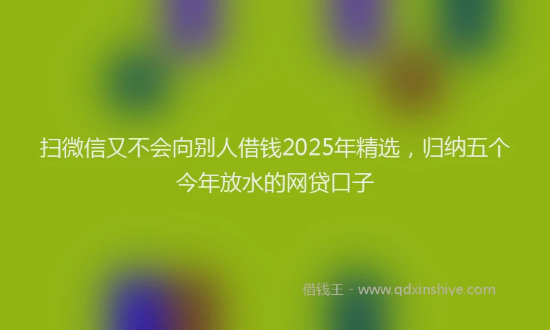 扫微信又不会向别人借钱2025年精选，归纳五个今年放水的网贷口子