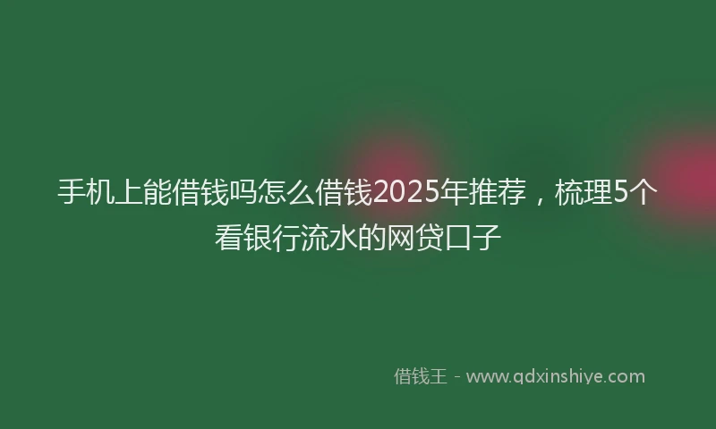 手机上能借钱吗怎么借钱2025年推荐，梳理5个看银行流水的网贷口子