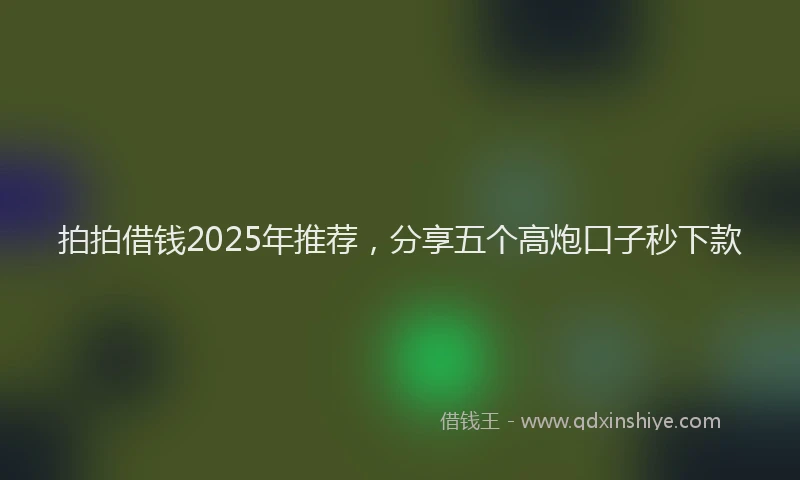 拍拍借钱2025年推荐，分享五个高炮口子秒下款