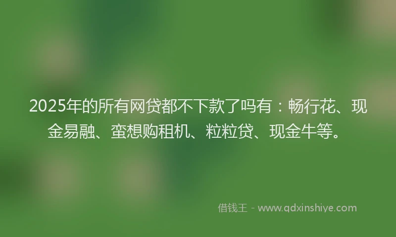 2025年的所有网贷都不下款了吗有：畅行花、现金易融、蛮想购租机、粒粒贷、现金牛等。