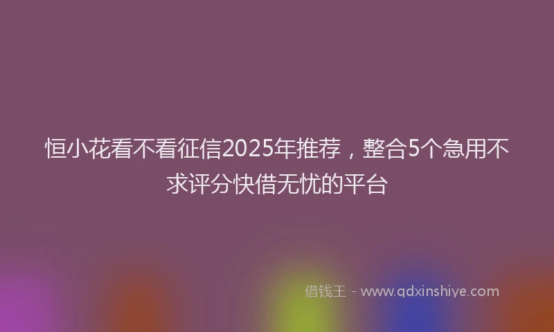 恒小花看不看征信2025年推荐，整合5个急用不求评分快借无忧的平台