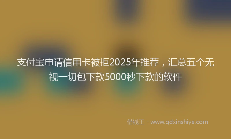 支付宝申请信用卡被拒2025年推荐，汇总五个无视一切包下款5000秒下款的软件