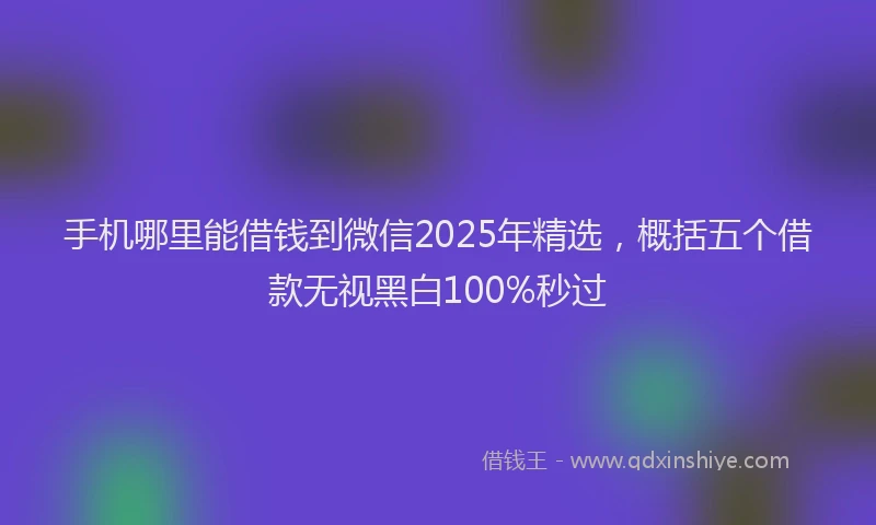手机哪里能借钱到微信2025年精选，概括五个借款无视黑白100%秒过