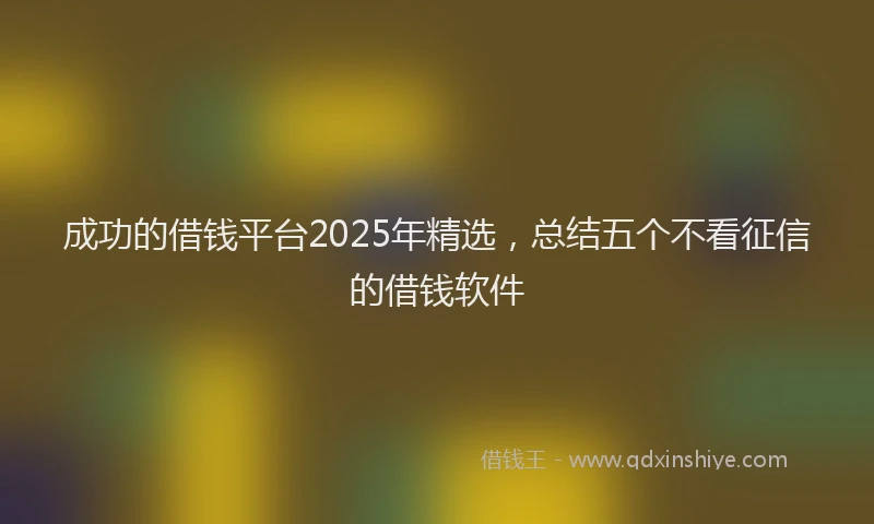 成功的借钱平台2025年精选，总结五个不看征信的借钱软件