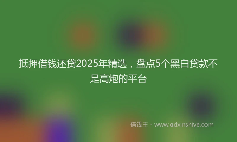 抵押借钱还贷2025年精选，盘点5个黑白贷款不是高炮的平台