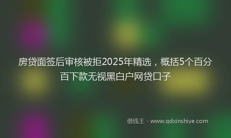 房贷面签后审核被拒2025年精选，概括5个百分百下款无视黑白户网贷口子