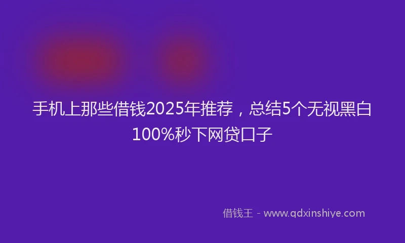 手机上那些借钱2025年推荐，总结5个无视黑白100%秒下网贷口子