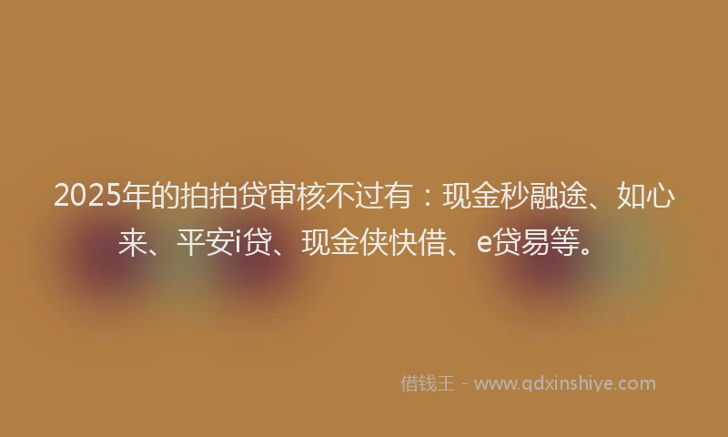 2025年的拍拍贷审核不过有：现金秒融途、如心来、平安i贷、现金侠快借、e贷易等。