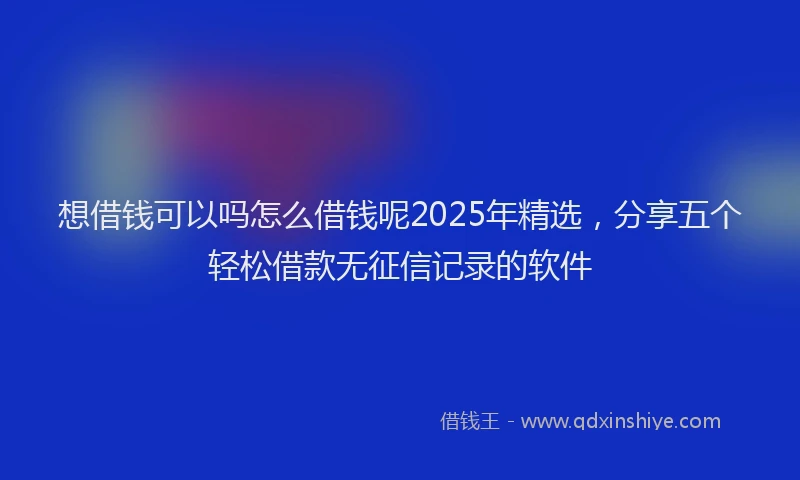 想借钱可以吗怎么借钱呢2025年精选，分享五个轻松借款无征信记录的软件