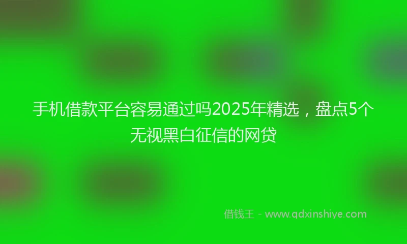 手机借款平台容易通过吗2025年精选，盘点5个无视黑白征信的网贷