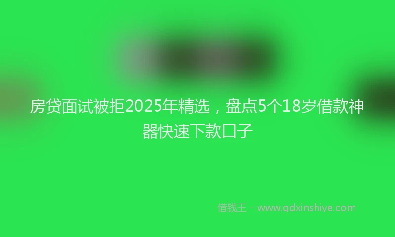 房贷面试被拒2025年精选，盘点5个18岁借款神器快速下款口子