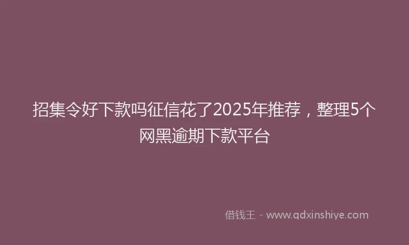 招集令好下款吗征信花了2025年推荐，整理5个网黑逾期下款平台