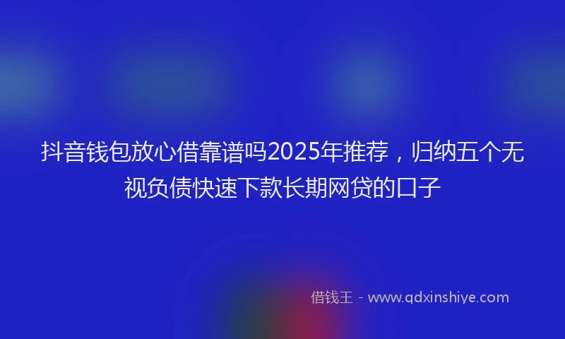 抖音钱包放心借靠谱吗2025年推荐，归纳五个无视负债快速下款长期网贷的口子