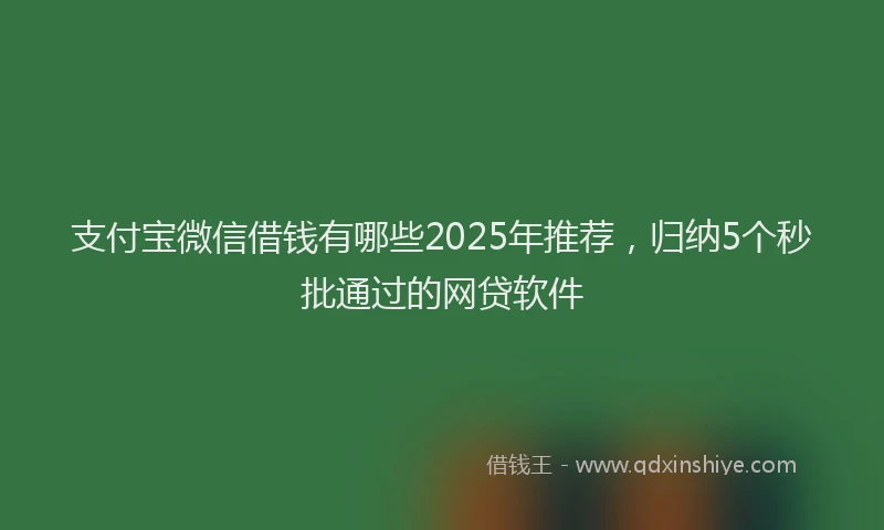 支付宝微信借钱有哪些2025年推荐，归纳5个秒批通过的网贷软件