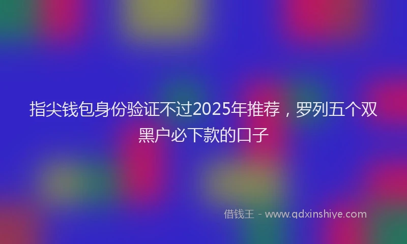 指尖钱包身份验证不过2025年推荐，罗列五个双黑户必下款的口子