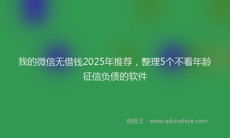 我的微信无借钱2025年推荐，整理5个不看年龄征信负债的软件
