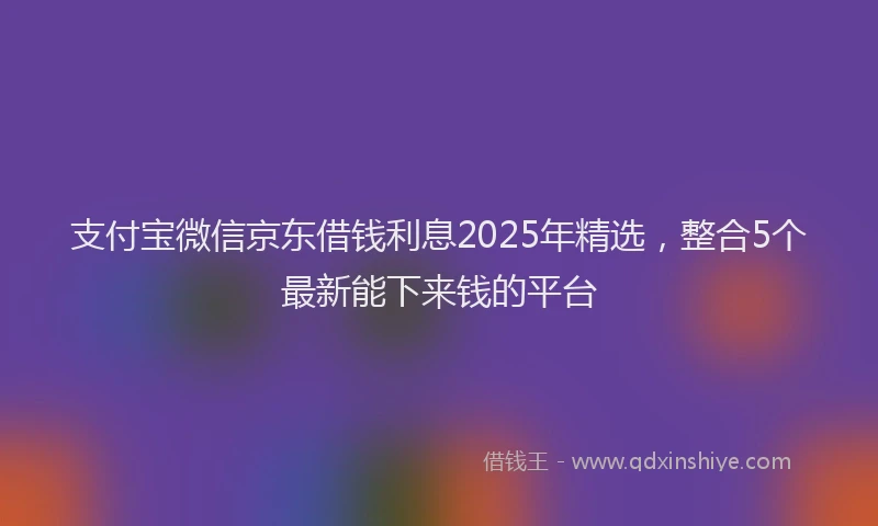 支付宝微信京东借钱利息2025年精选，整合5个最新能下来钱的平台