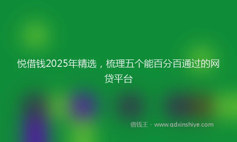 悦借钱2025年精选，梳理五个能百分百通过的网贷平台
