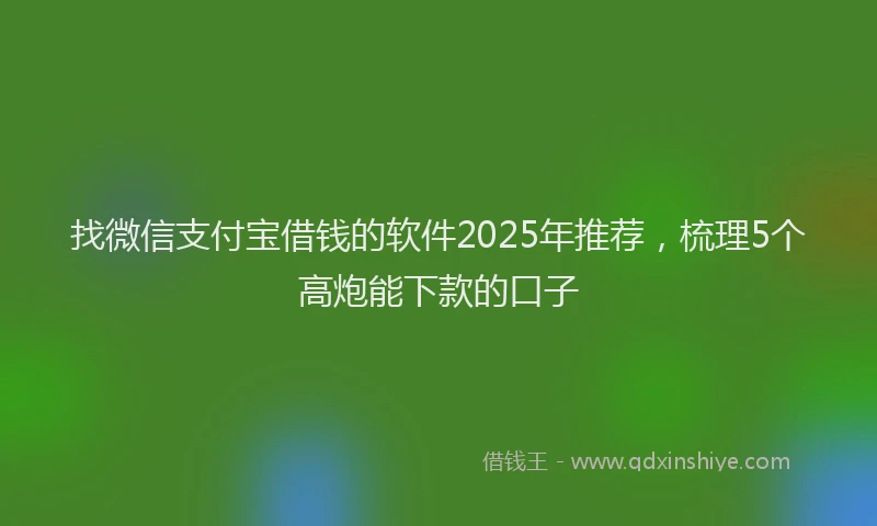 找微信支付宝借钱的软件2025年推荐，梳理5个高炮能下款的口子