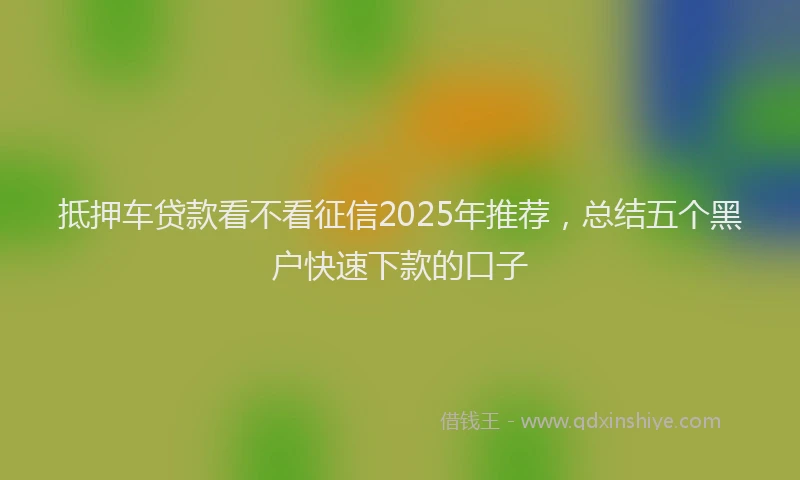 抵押车贷款看不看征信2025年推荐，总结五个黑户快速下款的口子