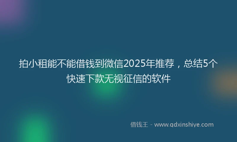 拍小租能不能借钱到微信2025年推荐，总结5个快速下款无视征信的软件