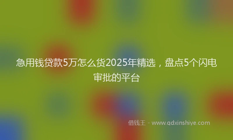 急用钱贷款5万怎么货2025年精选，盘点5个闪电审批的平台