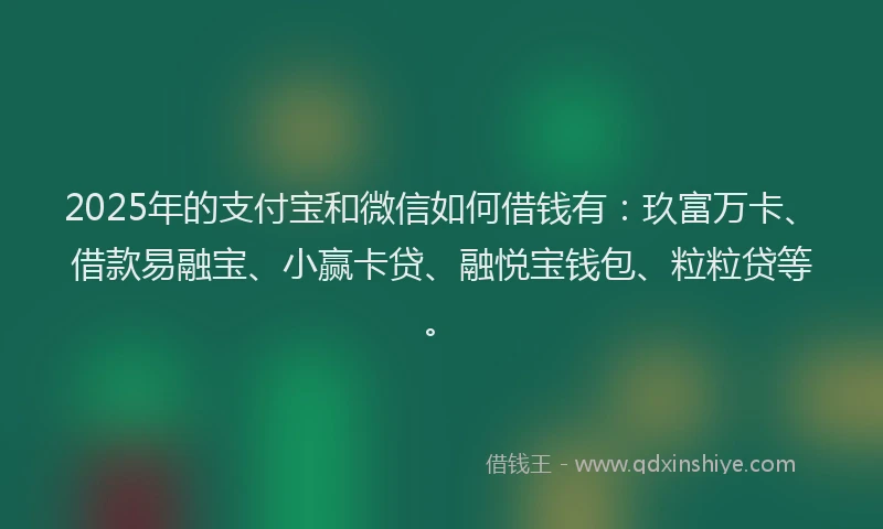 2025年的支付宝和微信如何借钱有：玖富万卡、借款易融宝、小赢卡贷、融悦宝钱包、粒粒贷等。