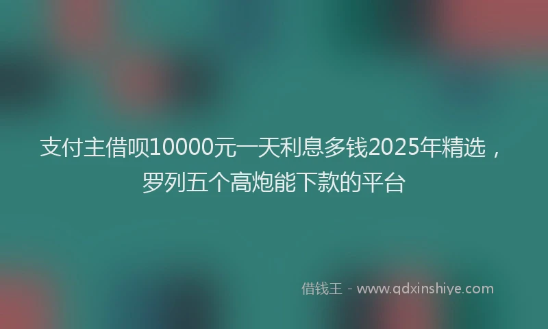支付主借呗10000元一天利息多钱2025年精选，罗列五个高炮能下款的平台