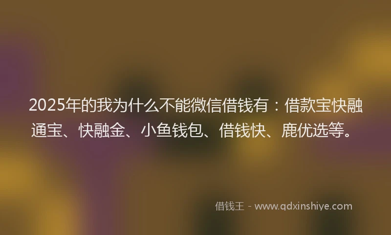 2025年的我为什么不能微信借钱有：借款宝快融通宝、快融金、小鱼钱包、借钱快、鹿优选等。