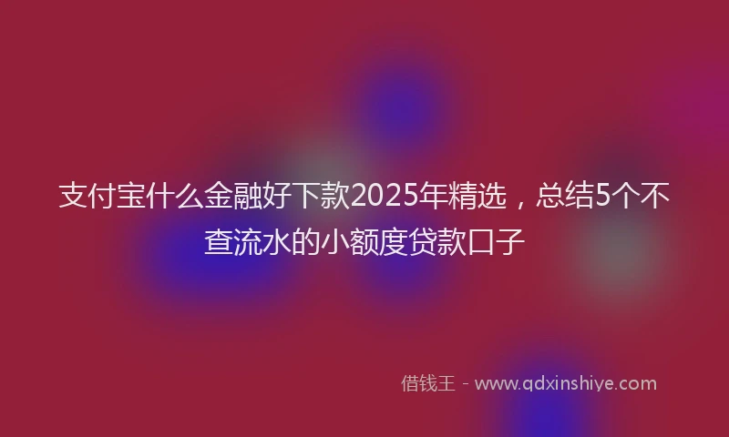 支付宝什么金融好下款2025年精选，总结5个不查流水的小额度贷款口子