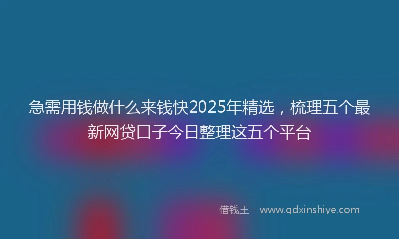 急需用钱做什么来钱快2025年精选，梳理五个最新网贷口子今日整理这五个平台