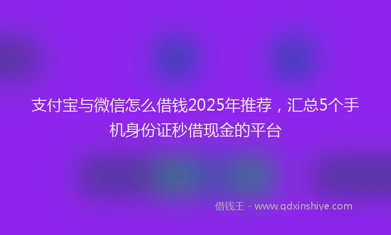 支付宝与微信怎么借钱2025年推荐，汇总5个手机身份证秒借现金的平台