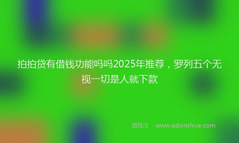 拍拍贷有借钱功能吗吗2025年推荐，罗列五个无视一切是人就下款