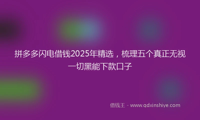 拼多多闪电借钱2025年精选，梳理五个真正无视一切黑能下款口子