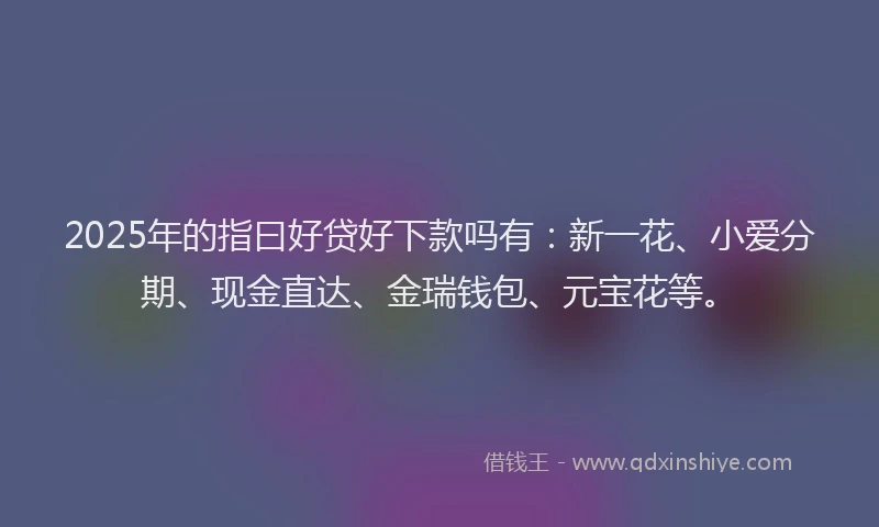 2025年的指曰好贷好下款吗有：新一花、小爱分期、现金直达、金瑞钱包、元宝花等。