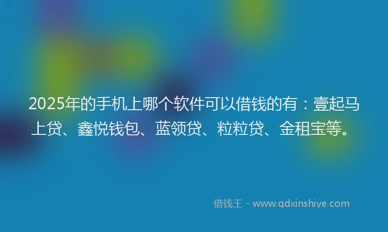 2025年的手机上哪个软件可以借钱的有：壹起马上贷、鑫悦钱包、蓝领贷、粒粒贷、金租宝等。