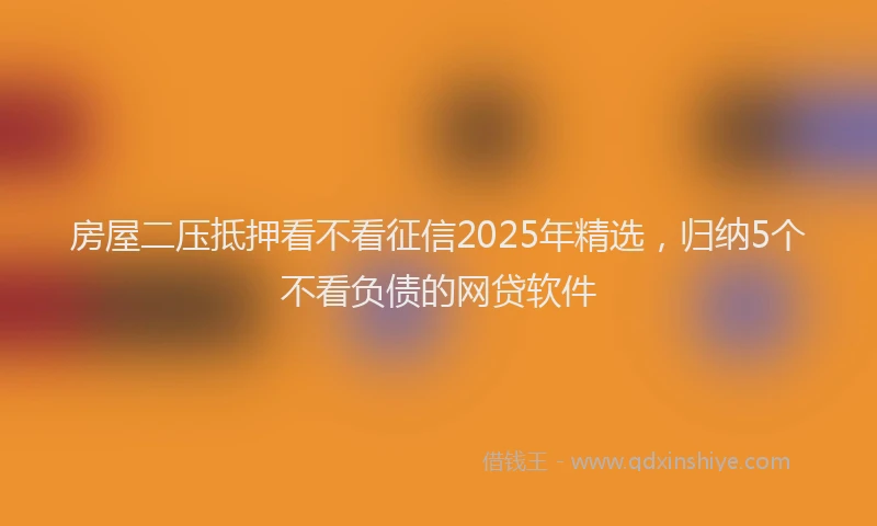 房屋二压抵押看不看征信2025年精选，归纳5个不看负债的网贷软件