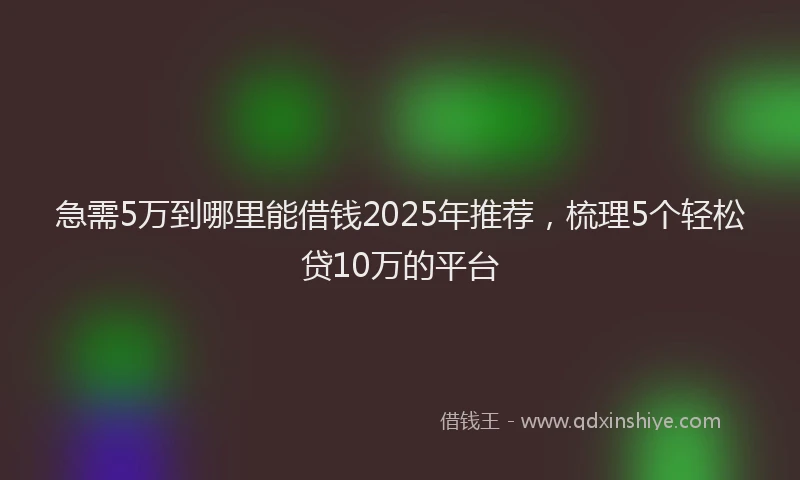 急需5万到哪里能借钱2025年推荐，梳理5个轻松贷10万的平台