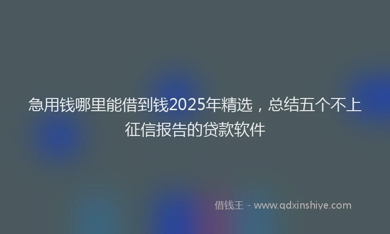 急用钱哪里能借到钱2025年精选，总结五个不上征信报告的贷款软件