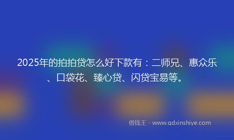 2025年的拍拍贷怎么好下款有：二师兄、惠众乐、口袋花、臻心贷、闪贷宝易等。