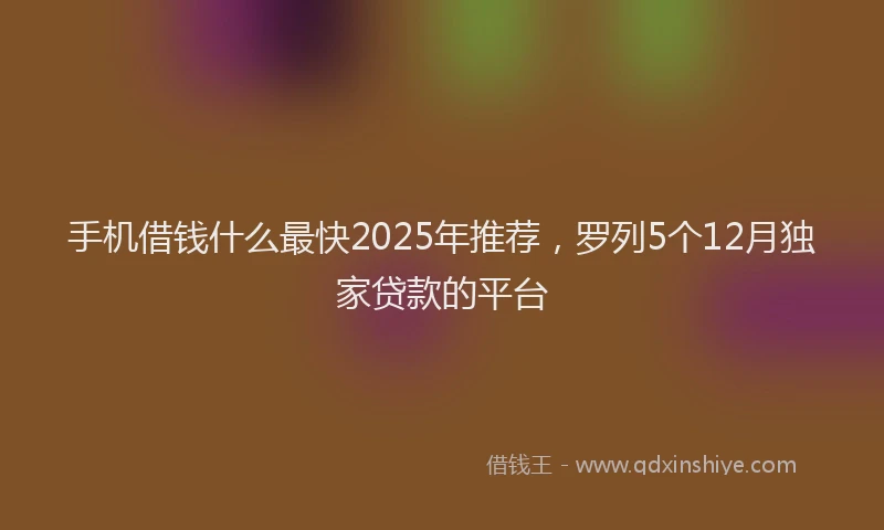 手机借钱什么最快2025年推荐，罗列5个12月独家贷款的平台
