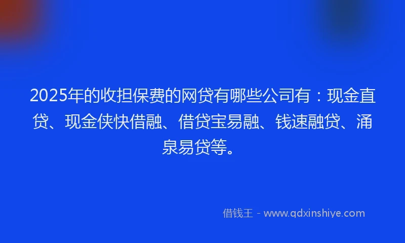 2025年的收担保费的网贷有哪些公司有：现金直贷、现金侠快借融、借贷宝易融、钱速融贷、涌泉易贷等。