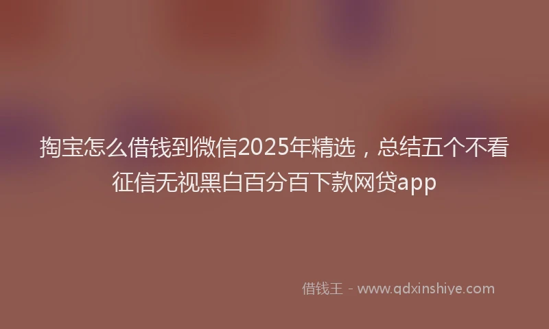 掏宝怎么借钱到微信2025年精选，总结五个不看征信无视黑白百分百下款网贷app