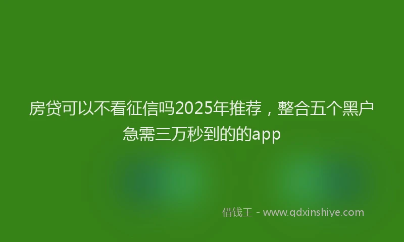 房贷可以不看征信吗2025年推荐，整合五个黑户急需三万秒到的的app