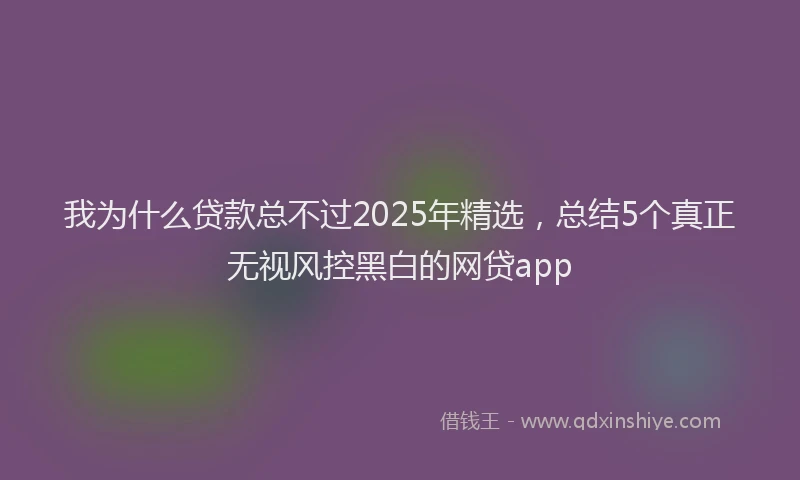 我为什么贷款总不过2025年精选，总结5个真正无视风控黑白的网贷app