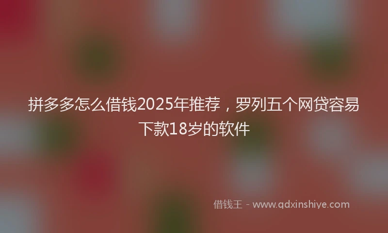 拼多多怎么借钱2025年推荐，罗列五个网贷容易下款18岁的软件