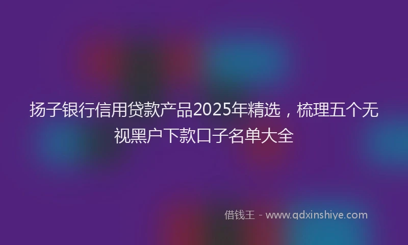 扬子银行信用贷款产品2025年精选，梳理五个无视黑户下款口子名单大全