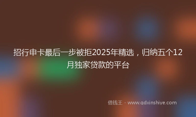 招行申卡最后一步被拒2025年精选，归纳五个12月独家贷款的平台