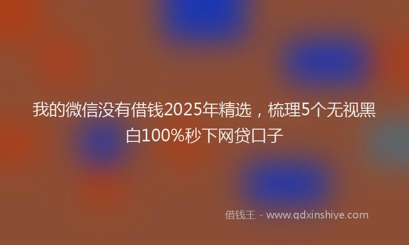 我的微信没有借钱2025年精选，梳理5个无视黑白100%秒下网贷口子